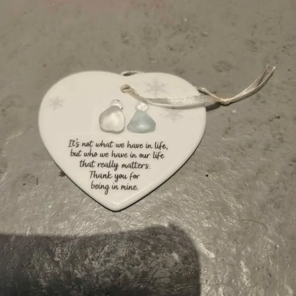 Heart-Shaped Ceramic Sea Glass Friendship Christmas Ornament